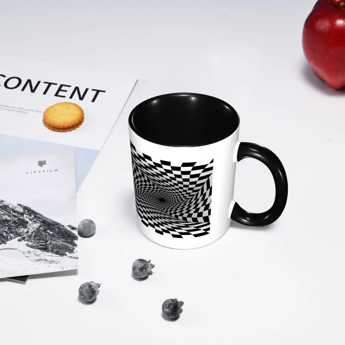Grid Wormhole Geometric 3D Vortex Illusion Mug Funny Ceramic Coffee Cups Tea Mugs Milk Cup Drinkware Gift for Friends