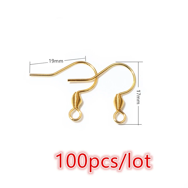 30-100 Stück Edelstahl DIY Ohrringe Haken Verschluss Ergebnisse Handgemachter Schmuck Herstellung Zubehör Ohrdraht Zubehör Stahl Gold