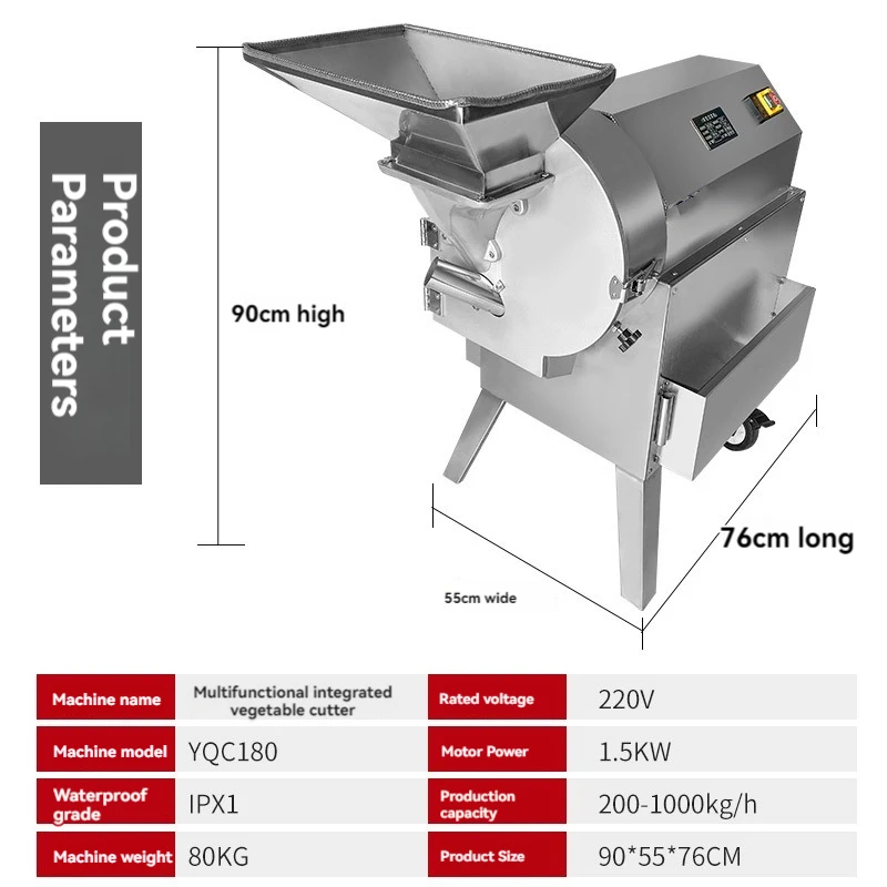 Máquina de corte comercial, cortadora de patatas, eléctrica, multifunción, para cortar en dados de rábano