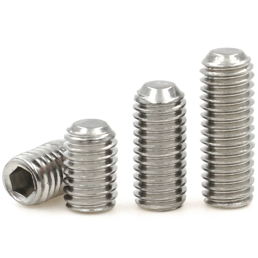 10/20/50pcs M1.6 M2 M2.5 M3 M4 M5 M6 M8 DIN916 304 Stainless Steel Grade12.9 Carbon Steel Hexagon Hex Socket Grub Set Screw Bolt