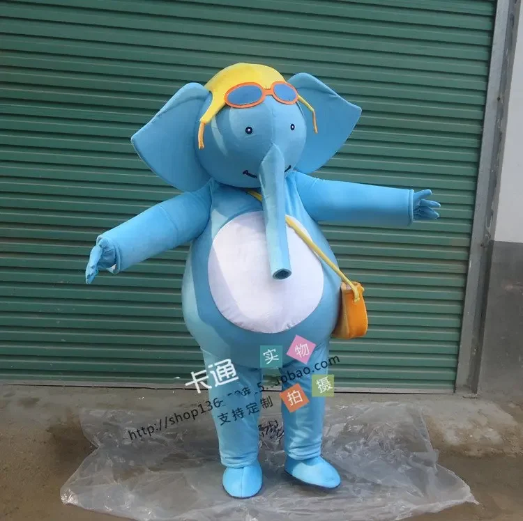 Christmas New Style Elephant Mascost Costume With Big Ear Blue Mascot For Adult Animal Halloween Party Event