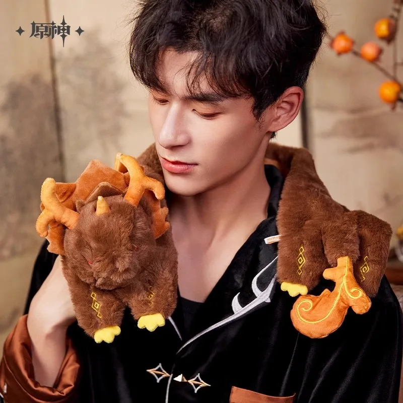 miHoYo ufficiale ZhongLi Sciarpa di peluche Gioco Genshin Impact Accessori Cosplay Morax Drago Sciarpe di cartone animato Prop Ciondolo Regali di Natale