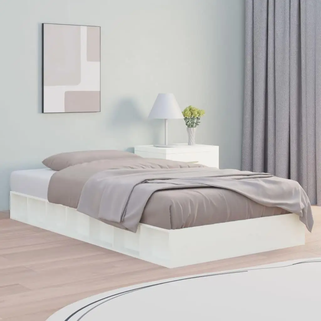 Solid Wood White Single Bed Frame 90x190 cm - Mattress Not Included, Durable & Stylish Design