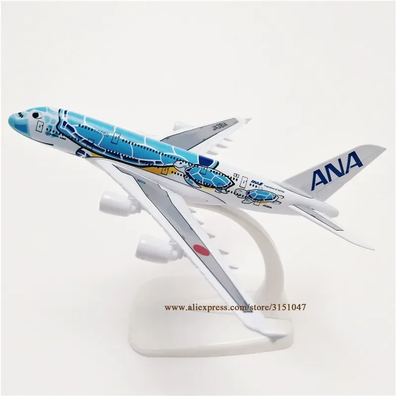 

NEW 16cm Alloy Metal Japan Air ANA Airbus A380 Cartoon Sea Turtle Airlines Airplane Model Airways Plane Model Painting Aircraft