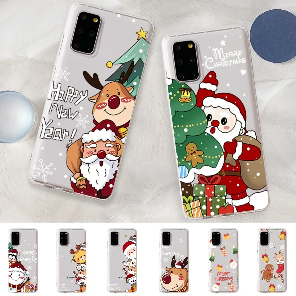 Christmas Cartoon New Year Gift Phone Case For Samsung S 20 21 22 23 for Redmi Note7 8 9 10 for Huawei P20 30 40 Clear Case