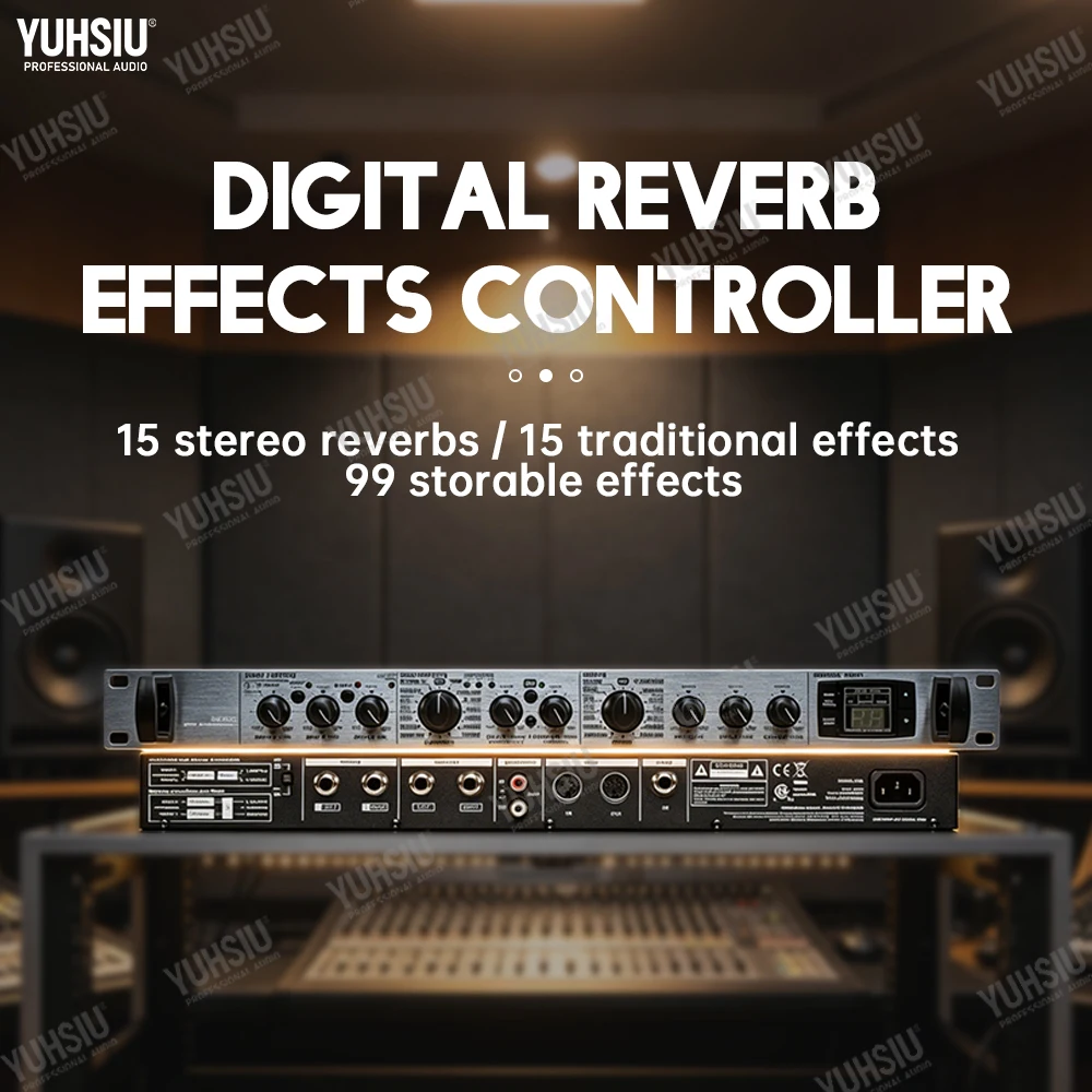 Professional Vocal Effector Stereo Reverb Controller Dual-engine Digital Audio Processor DJ Stage Performance Outdoor Conference