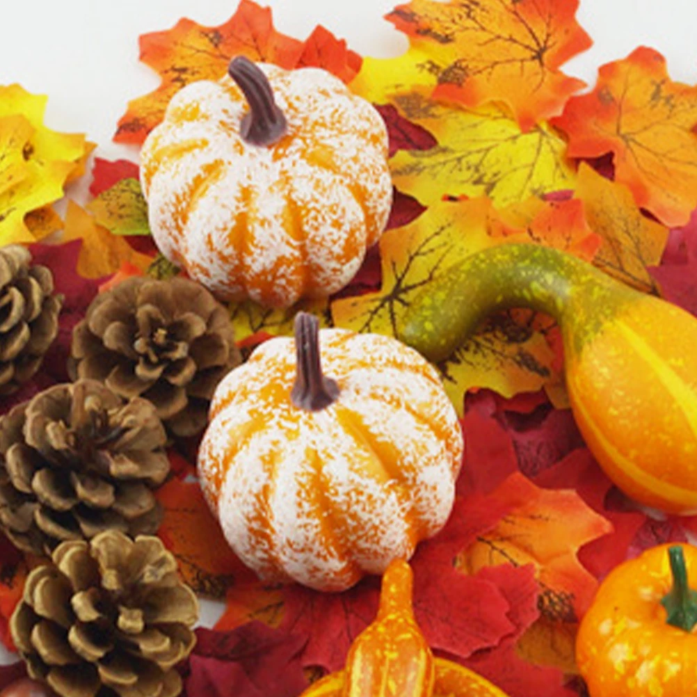 

Halloween Artificial Pumpkin Maple Leaf Lifelike Acorn Set Festive Home Party Decor Photo Props Kitchen Wedding Garden