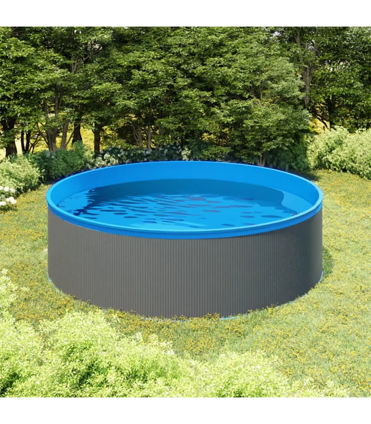 Swimming pool splash pool with hanging skimmer and pump 350x90 cm Gray