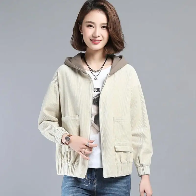 Fashion  Women Corduroy Jacket Daily Casual Comfortable Loose Sweaters Long Sleeve Coat Ladies  Autumn Winter Clothes