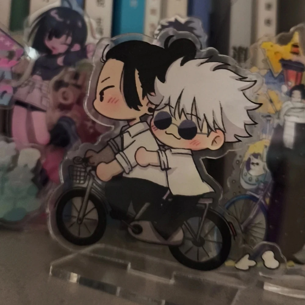 Bonita versión Q Jujutsu figura acrílica soporte de exhibición Satoru Gojo Geto Suguru periférico de animé adorno de escritorio Prop