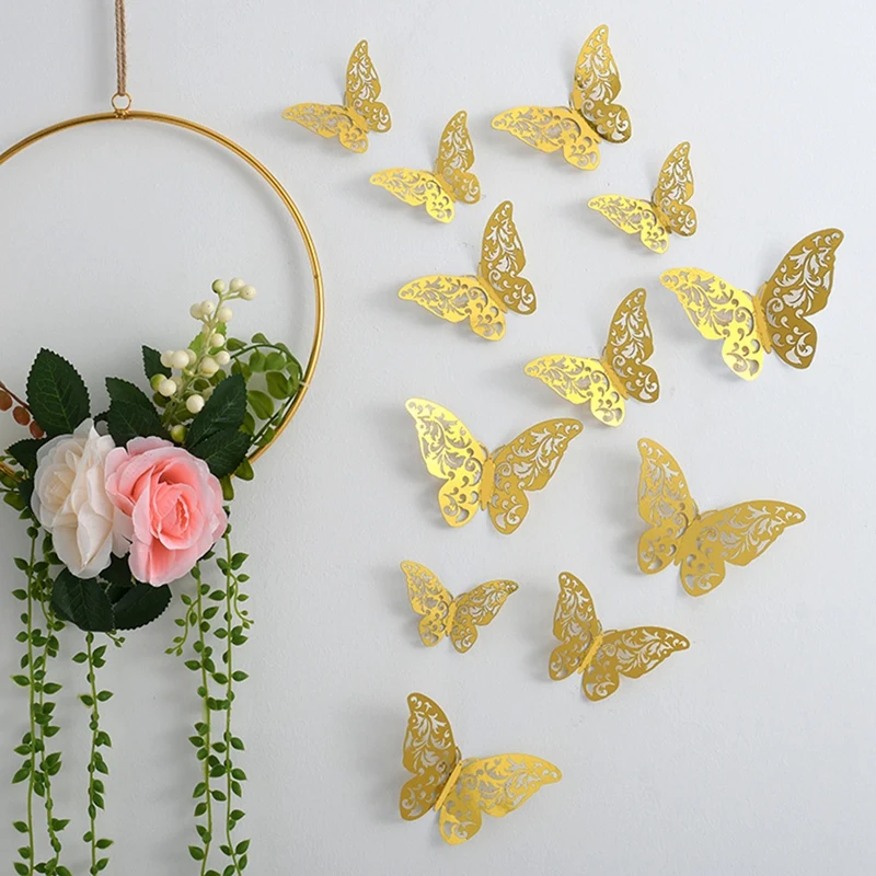 72 Pcs Butterfly Party Decor Wall Stickers House Decor 3D Butterfly Wall Decor For Crafts,3 Sizes 3 Colors 2 Styles