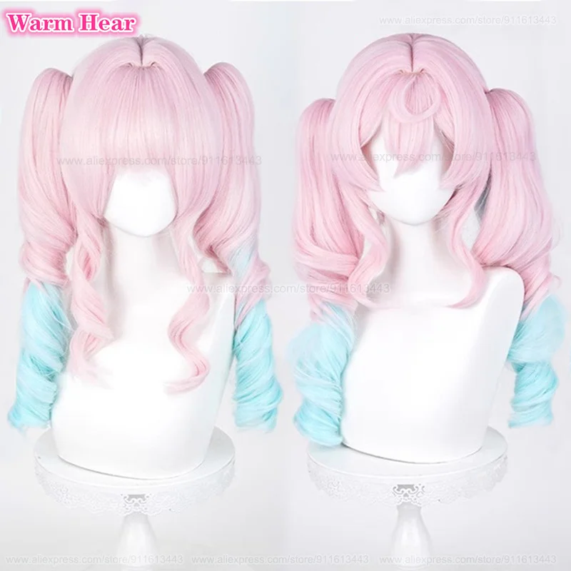 Game HSR Hyacine Synthetic Hair Long 48cm Mixed Color Double Ponytail Cosplay Anime Wig Heat Resistant Hair Halloween Woman Wigs