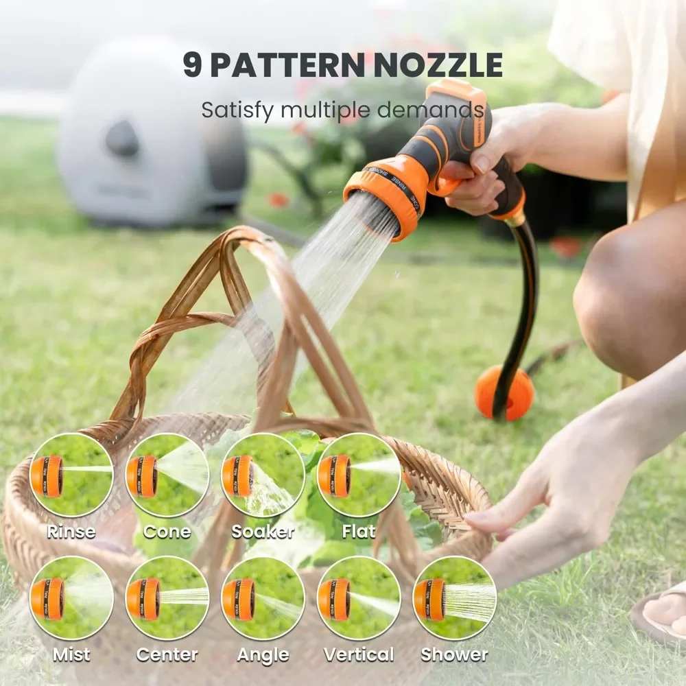 

Наземная выдвижная катушка для шланга 5/8 дюйма x 92 фута, сверхмощная катушка для садового шланга с автоматическим перемоткой, с гибким поворотным основанием f