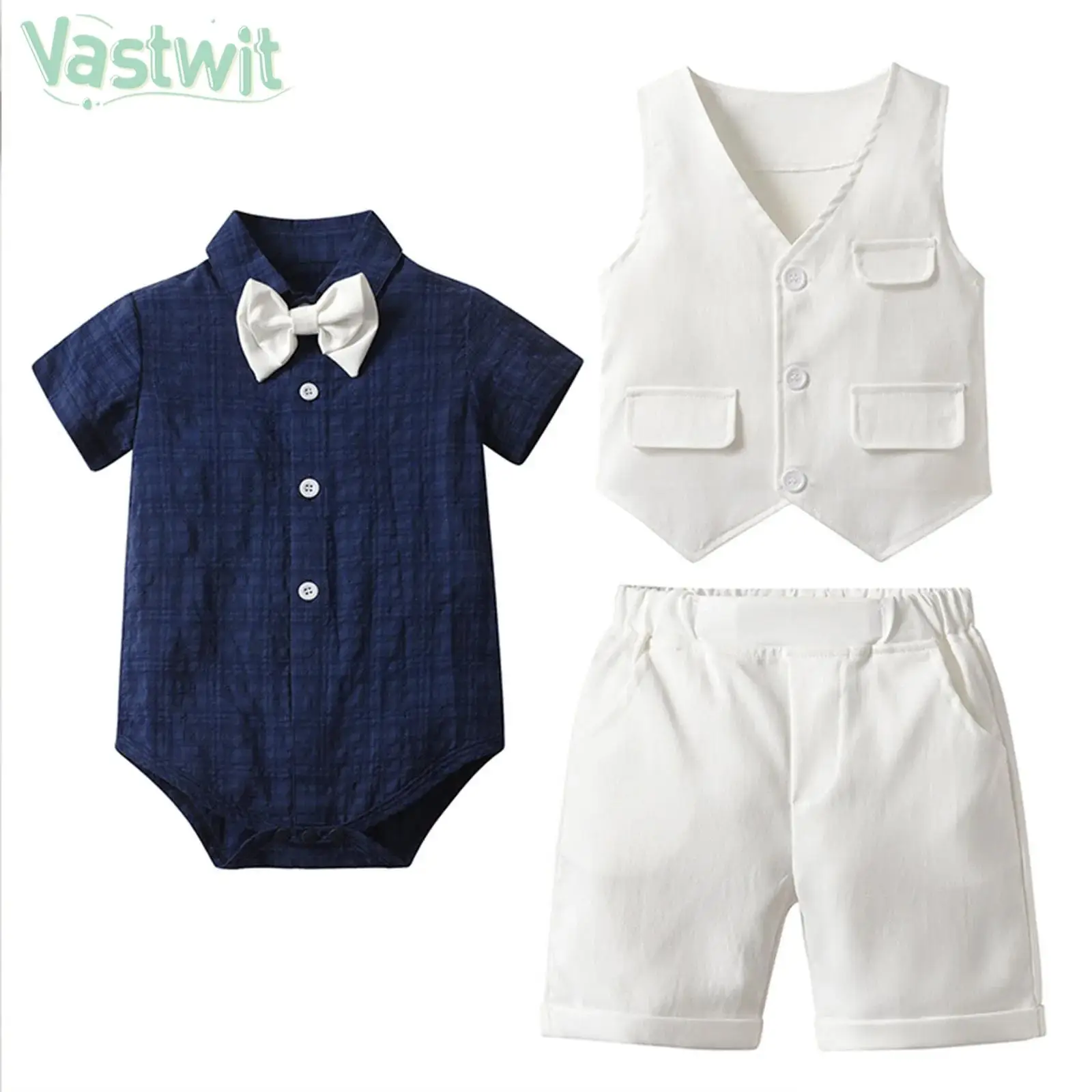 

Костюм джентльмена на крестины и свадьбу для маленьких мальчиков, комбинезон с короткими рукавами и галстуком-бабочкой и жилетом, шорты, наряд для вечеринки