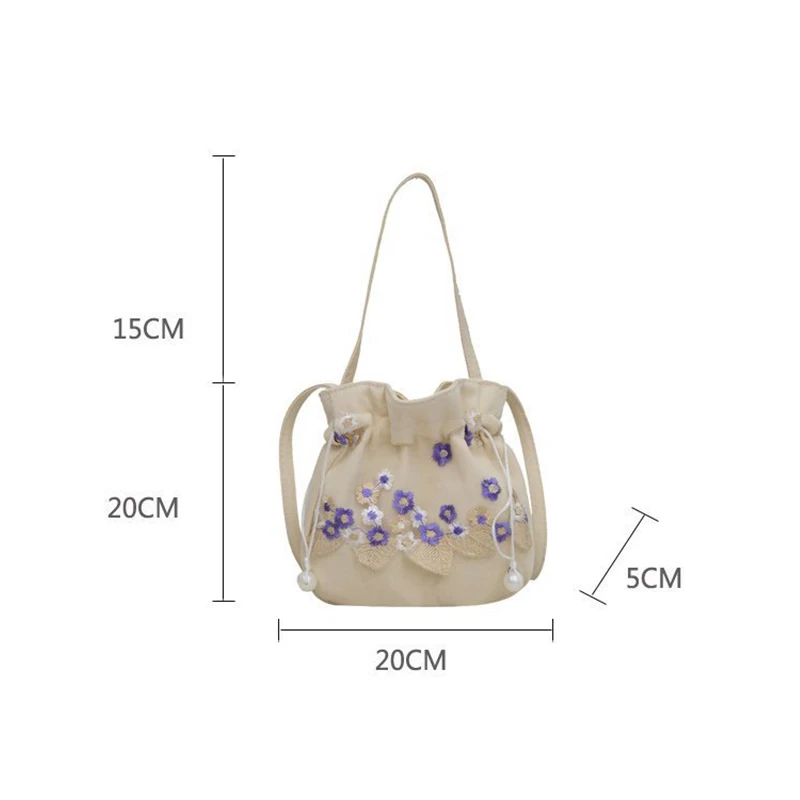 Chinese Style Small Bag Vintage Flower Embroidery Hanfu Handbag Shoulder Bag Crossbody Bag Drawstring Purse