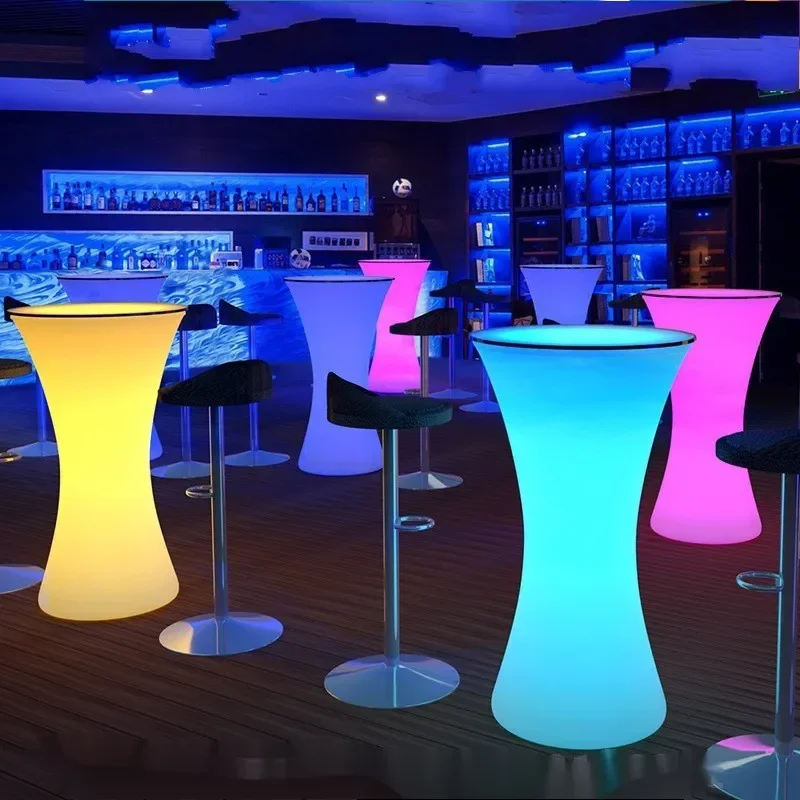 16 Colors Changing Led Lighting Round Cocktail Table Waterproof Bar Tables Plastic Coffee Table  For Home Nightclub Party Event