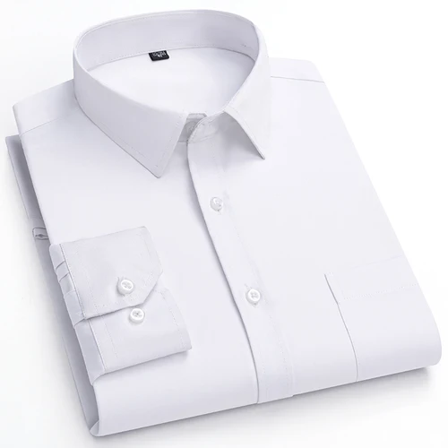 Imagen 2 del producto Nuevas camisas formales antiarrugas para hombres, blusa de negocios de manga larga, camisa blanca Social suave elástica básica clásica, ropa para hombres
