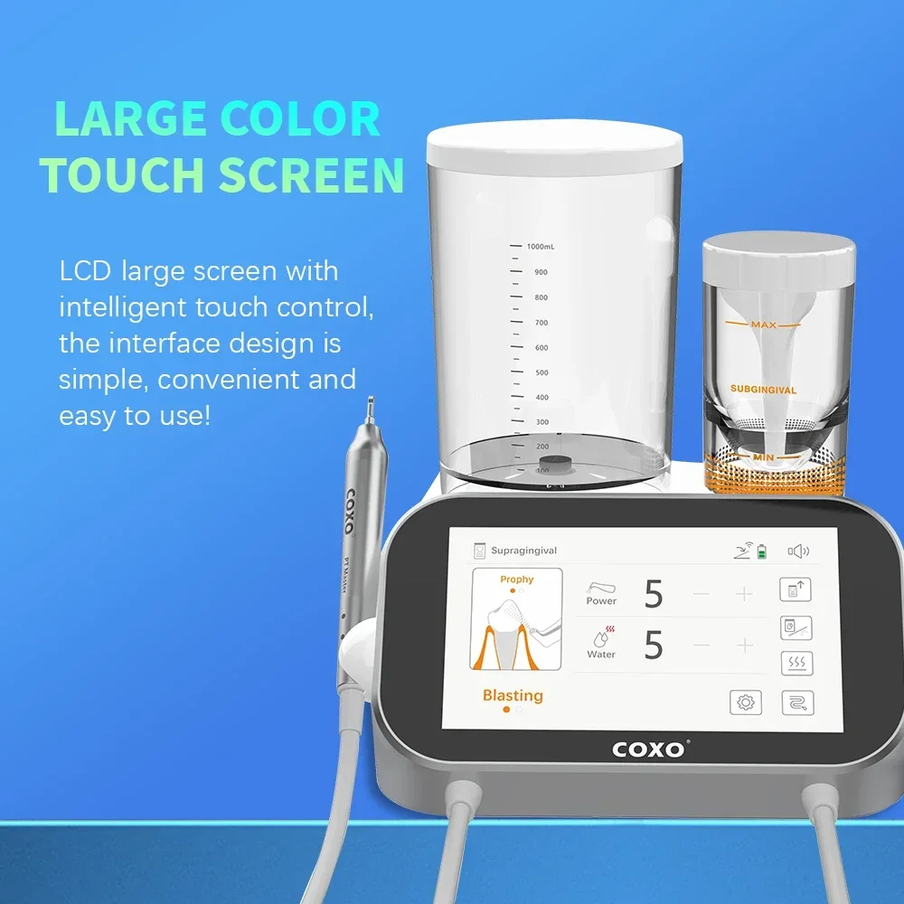 Coxo Pt Master Tandheelkundige Scaler & Air Polijstmachine: 2-In-1 Ultrasone Zandblaster Led Handvat, Auto-Identificatiesysteem Intelligent