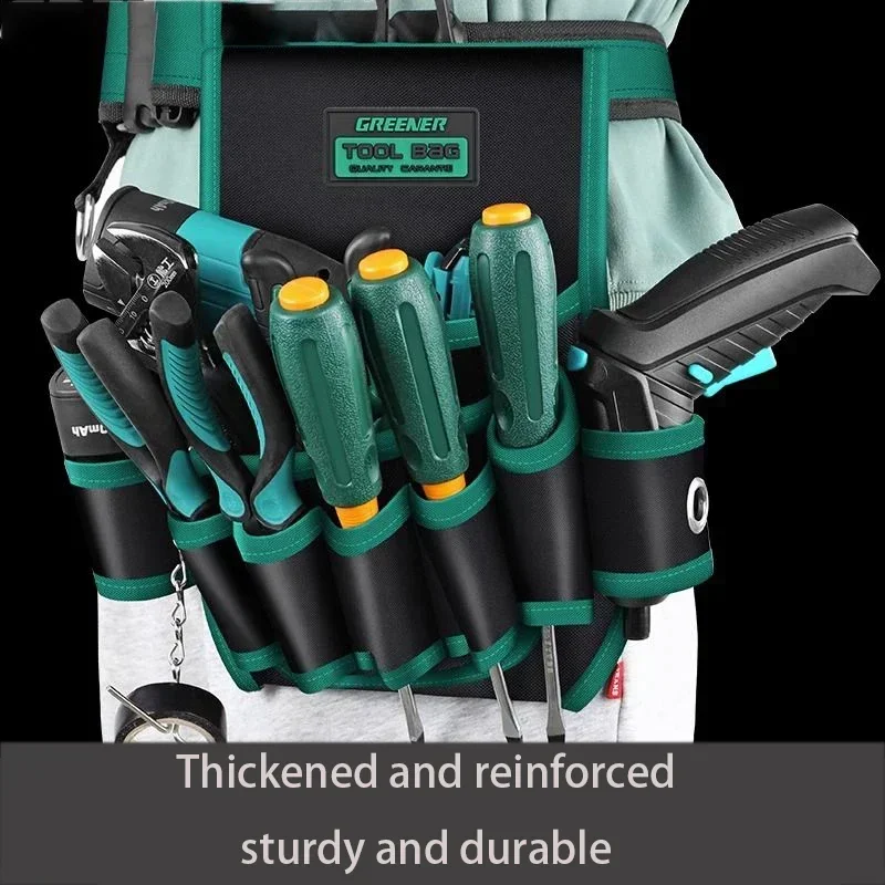 

Greener Thicken Tool Kit Electric Drill Storage Packaging Repair Multi Layer Waist Bag Electrical Tools Canvas Wear Resistant