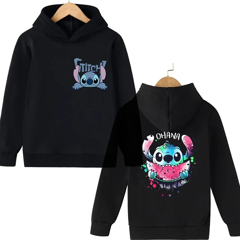 Y2k Anime Stitch Hoodie Children Cartoon Clothes Kid Girl Boy Lilo and Stitch Sweatshirt Manga Hoody Baby Casual Top