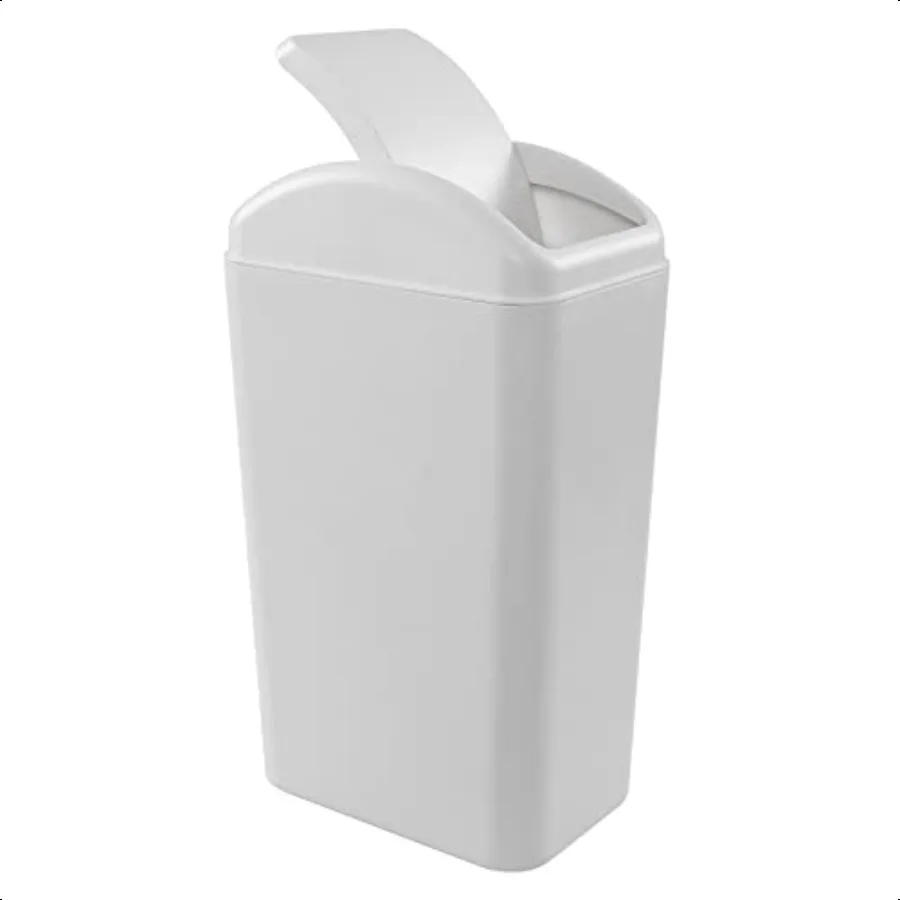 

Тонкий мусорный бак объемом 3,5 галлона, 14 л с поворотной крышкой, небольшой мусорный бак для узкого пространства, светло-серый