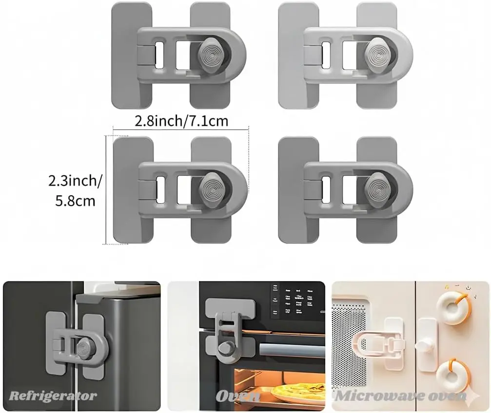 Child Proof Refrigerator Lock with Sticky Adhesive Pads Kids Safety Locks for Doors RV Fridge Oven Lock Baby Cabinet Locks