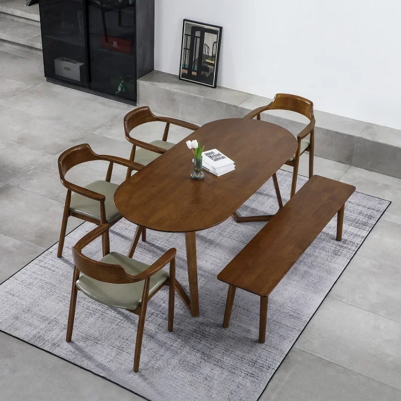 Solid Wood Legs Metal Dining Table Luxury Oval Nordic Office Side Table Coffee Living Room Center MesasHome Furniture