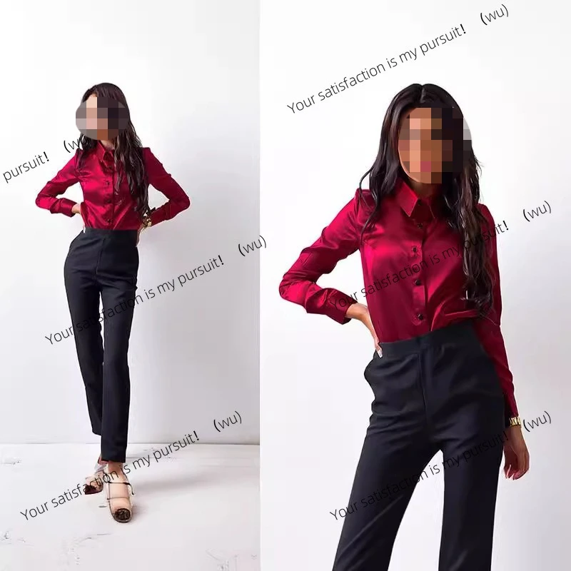 ZOCI-women's shirts, spring and autumn new clothes, girls' satin shirts, long-sleeved button-down tops