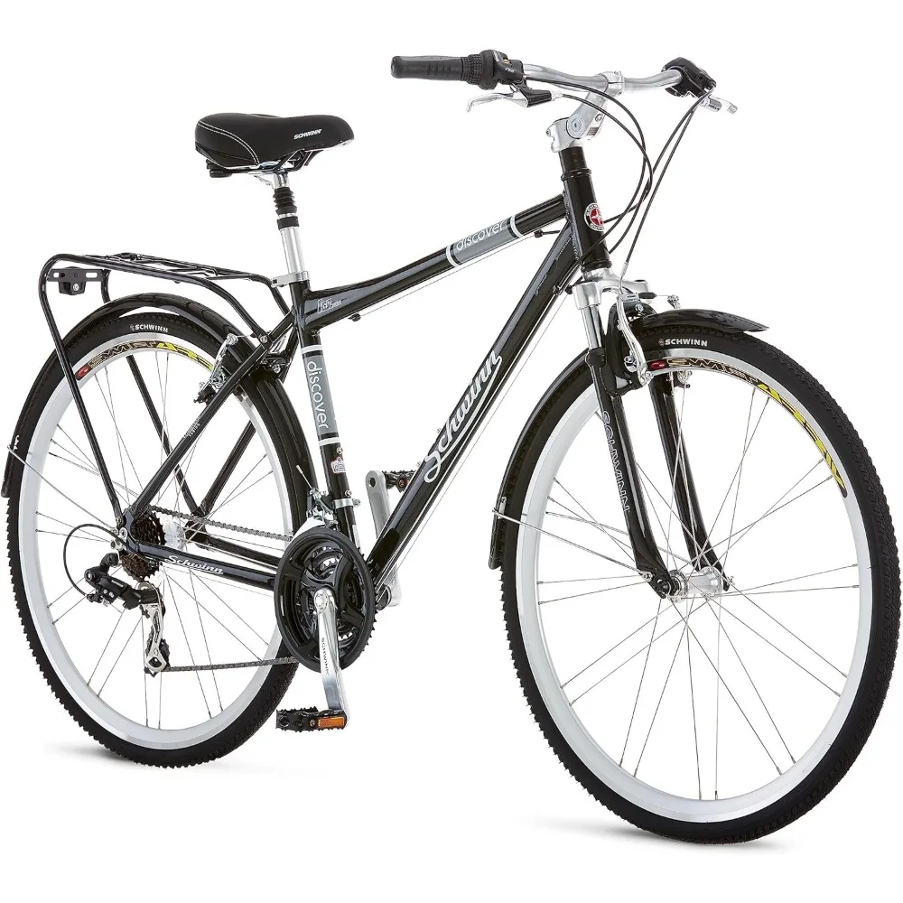 Discover Adult Hybrid Bike for Men and Women, 700c Wheels, 21-Speeds, Step-Through or Step-Over Frame