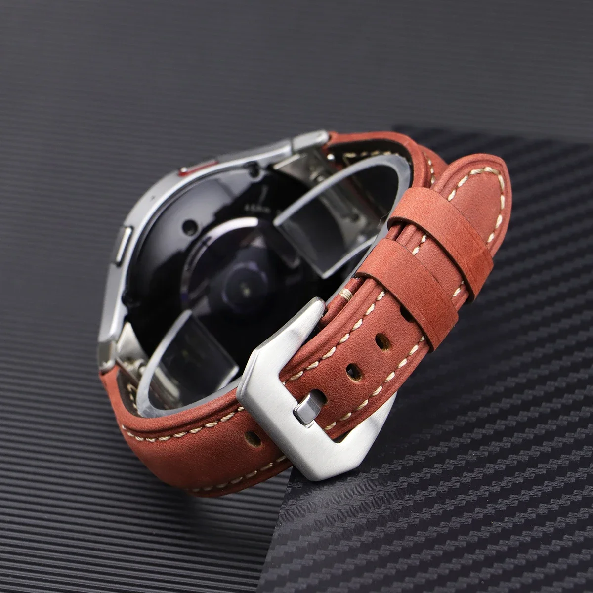 Leather Strap for Samsung Galaxy Watch 6 Classic 47mm 43mm 6 5 4 44mm 40mm Quick Fit Strap for Galaxy Watch 5 Pro 45mm Watchband