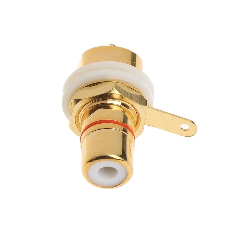 2 Pcs Panel Mount Gold Plated RCA Female Plug Jack Audio Socket Amplifier Chassis Phono Connector With Nut Solder Cup