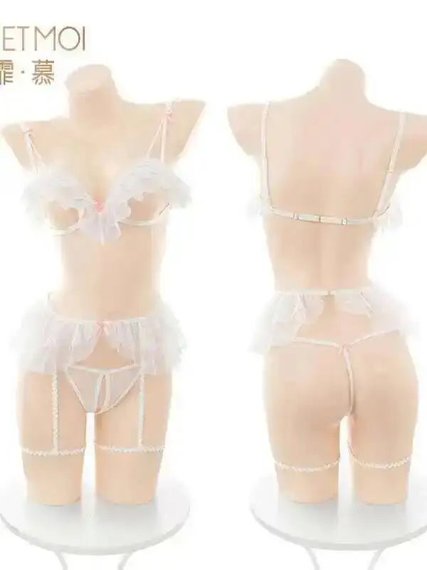 Pakaian Wanita Fashion Musim Panas Eksotis Set Celana Pendek Gaya Gadis Manis Perspektif Sifon Tepi Berlipat Dada Terbuka N3YG