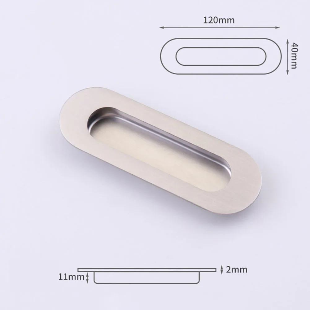 New High Quality Handle Door Knobs 120*40mm 1PCS Embedded Flush Pull Door Invisible Cabinet Oval Square Wardrobe
