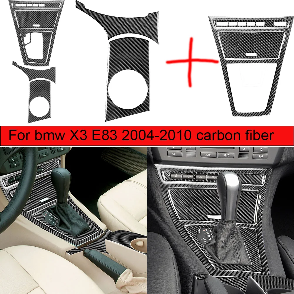 For bmw X3 E83 2004 2005 -2010 carbon fiber cup and holder gear shift suit  decorative cover Car interior  Accessories sticker