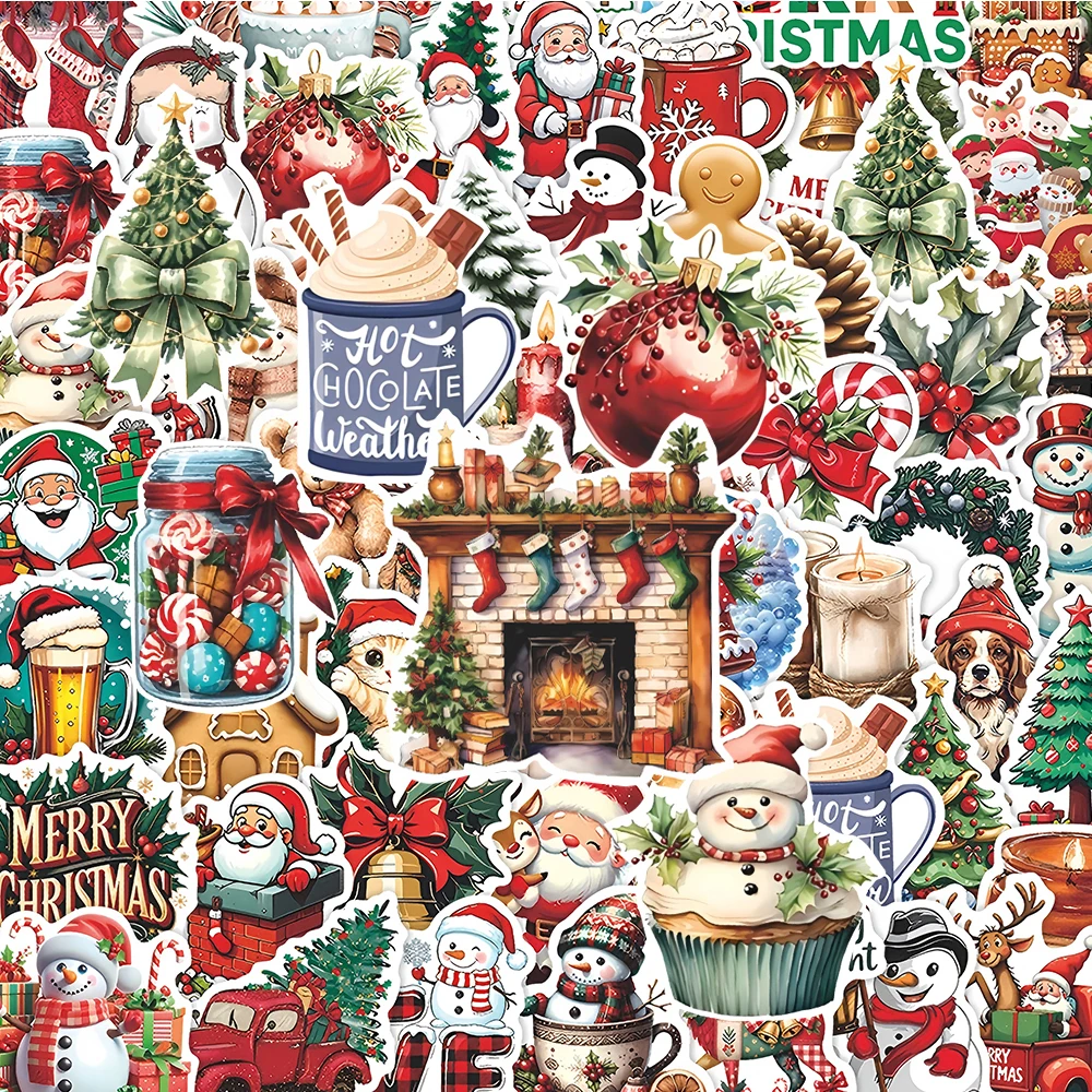 10/30/60 stücke Retro Nette Weihnachten Graffiti Aufkleber Cartoon Santa Claus Schneemann Aufkleber Wasser Flasche Koffer Telefon Aufkleber geschenke