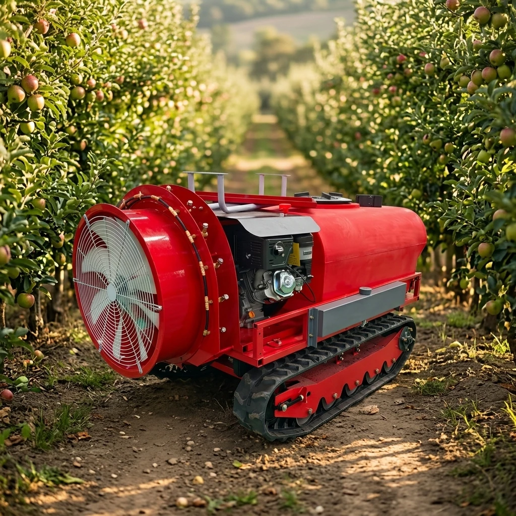 Autonomous Driving Spraying Robot Remote Control Crawler Orchard Sprayer Intelligent 18m Air Assisted Crawler Type