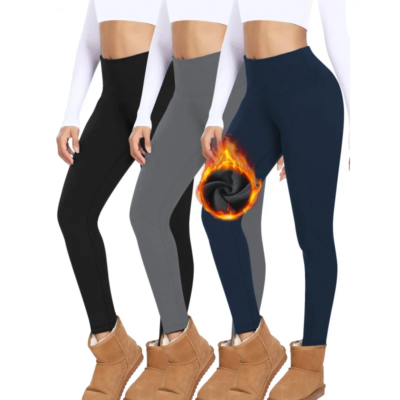 Women Winter Solid Thicken Warm Leggings Lamb Fleece Thermal Legging Heating Tights High Stretchy Pantalon Pants