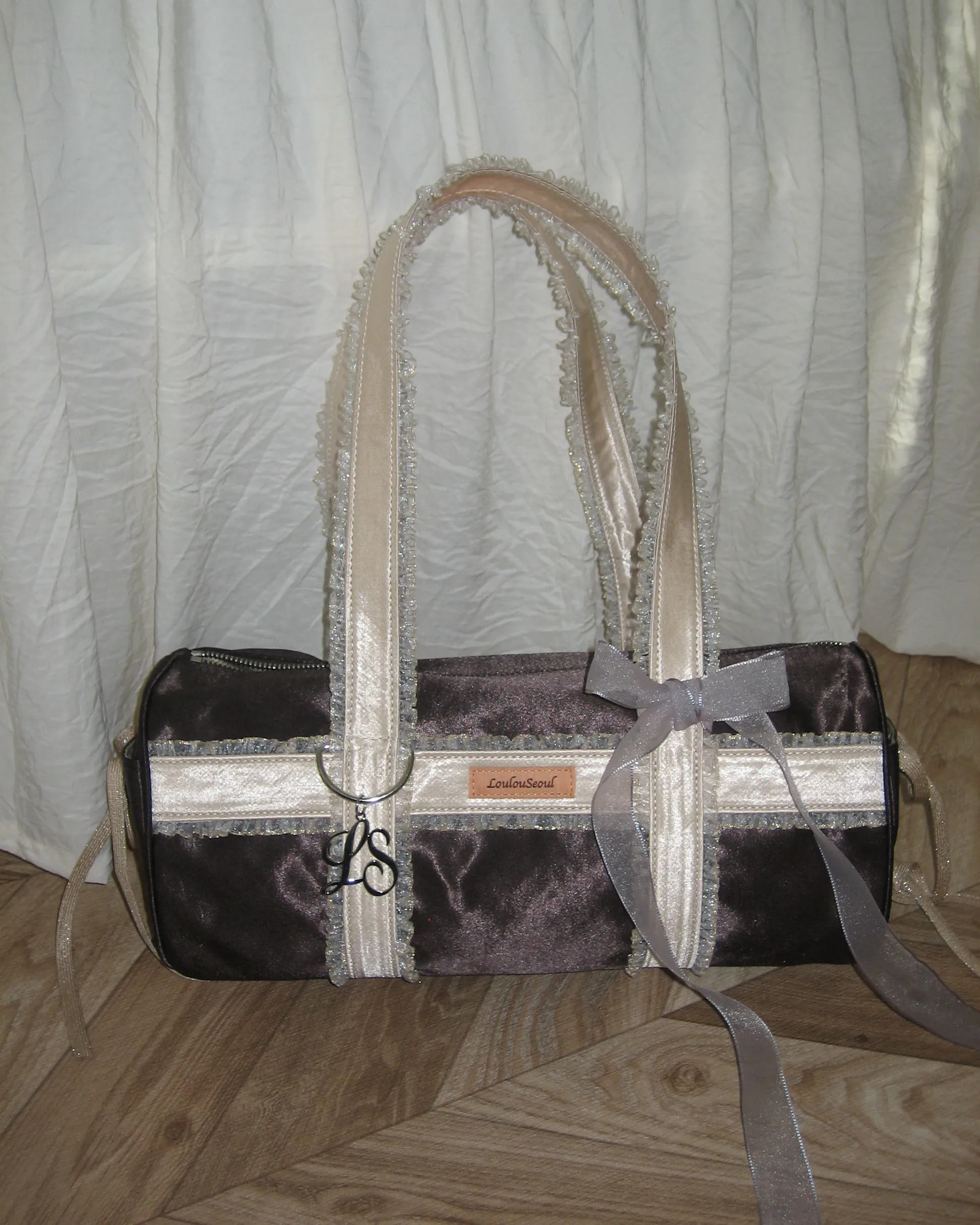 

Loulouse Boston oulder Bag Spliced Underarm Simple Faionable Women's Bag Polyester Fiber Square Box ape Small Size