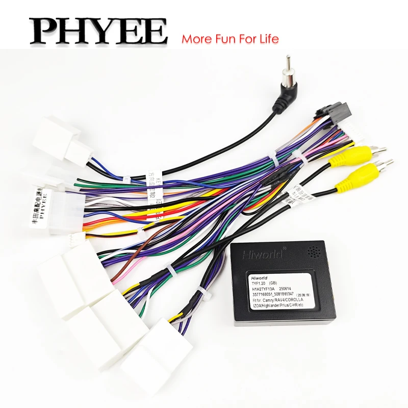 CAN Bus Wiring Harness 28/24/16 Pin, SWC & Reverse Camera Retention, 16Pin Android, for Toyota Corolla, Camry, RAV4, Yaris, CHR