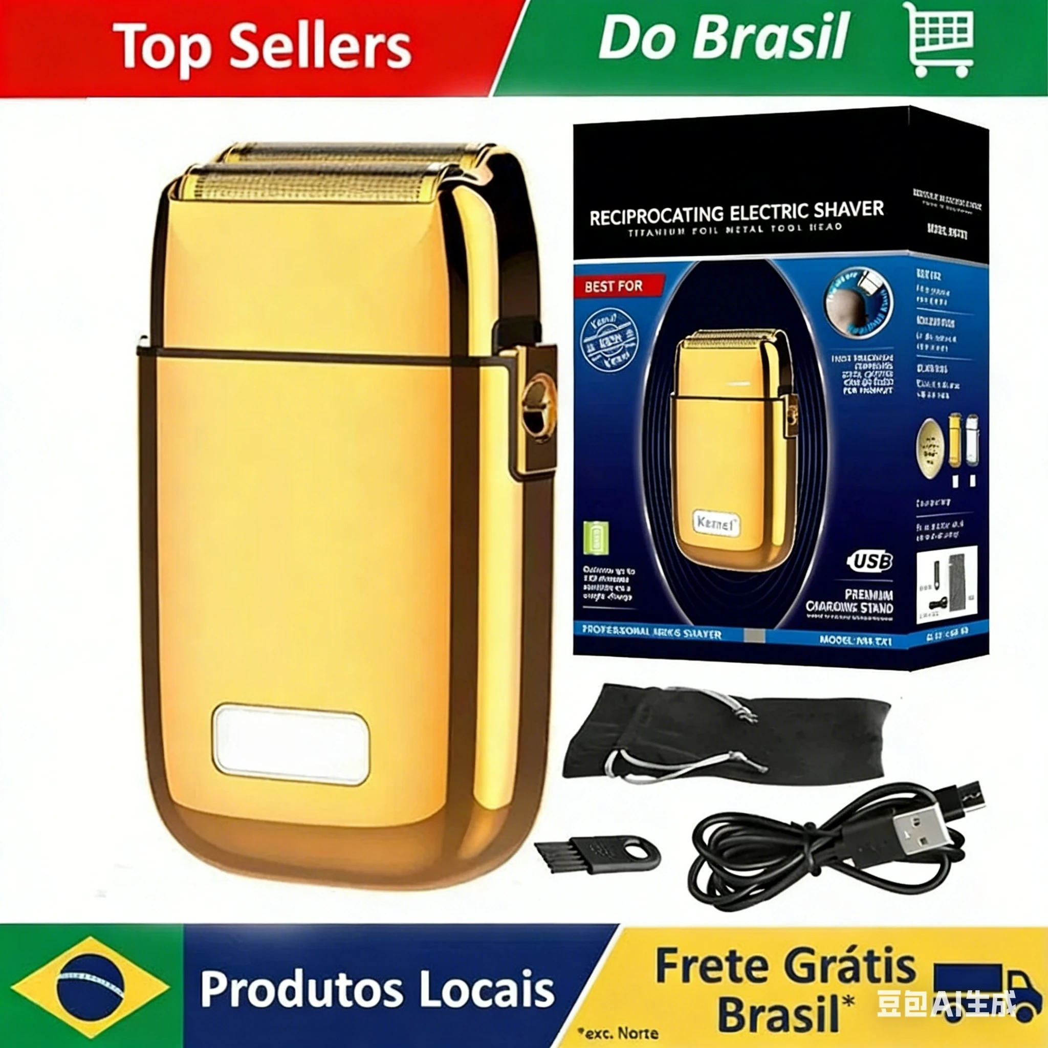 ブラジル電気バリカンフォイルシェーバー多機能ひげ剃り往復式メンズバリカンkm-2026-2028-tx1