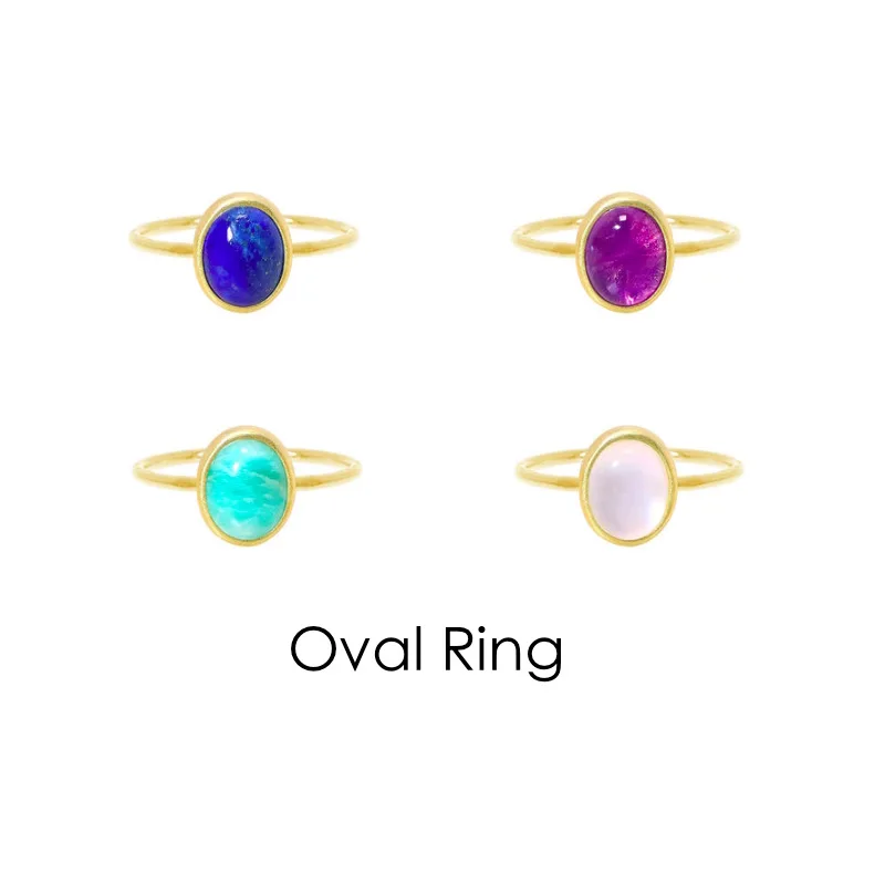 Russia Amazonite Lapis Amethyst Mother of Pearl Oval Cabochon Ring - Fashionable Party Gift for Her