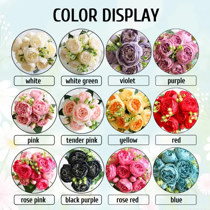 5 Heads Silk Rose Peony Artificial Flowers Beautiful Flores Bouquet For Wedding Party Home Decoration Mariage Fake Flowers