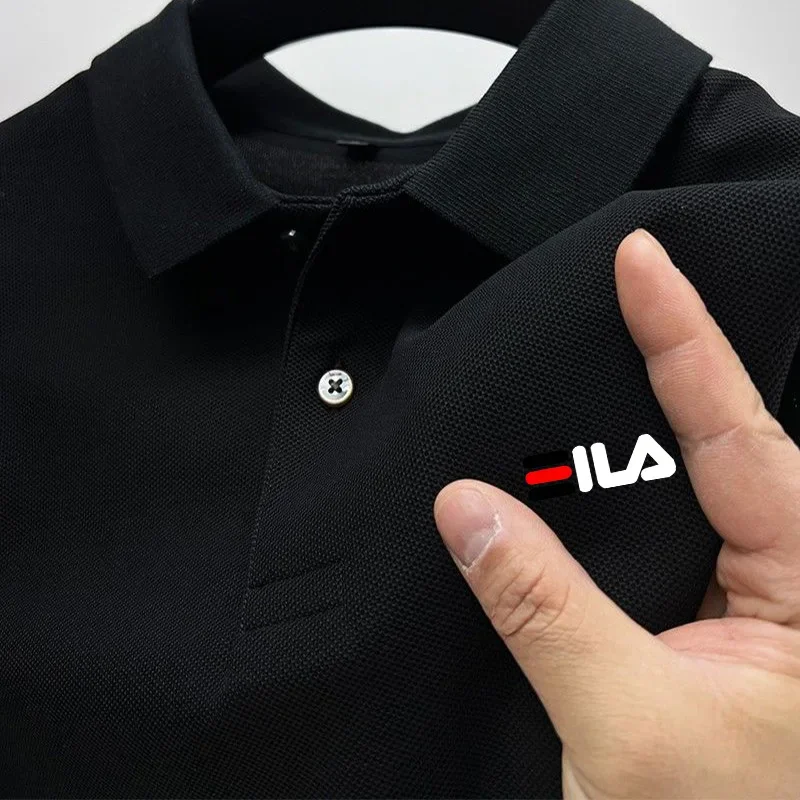 Men's embroidered polo shirt with a flip collar and anti pilling polo shirt. Short sleeved casual 2024 hot selling summer busine