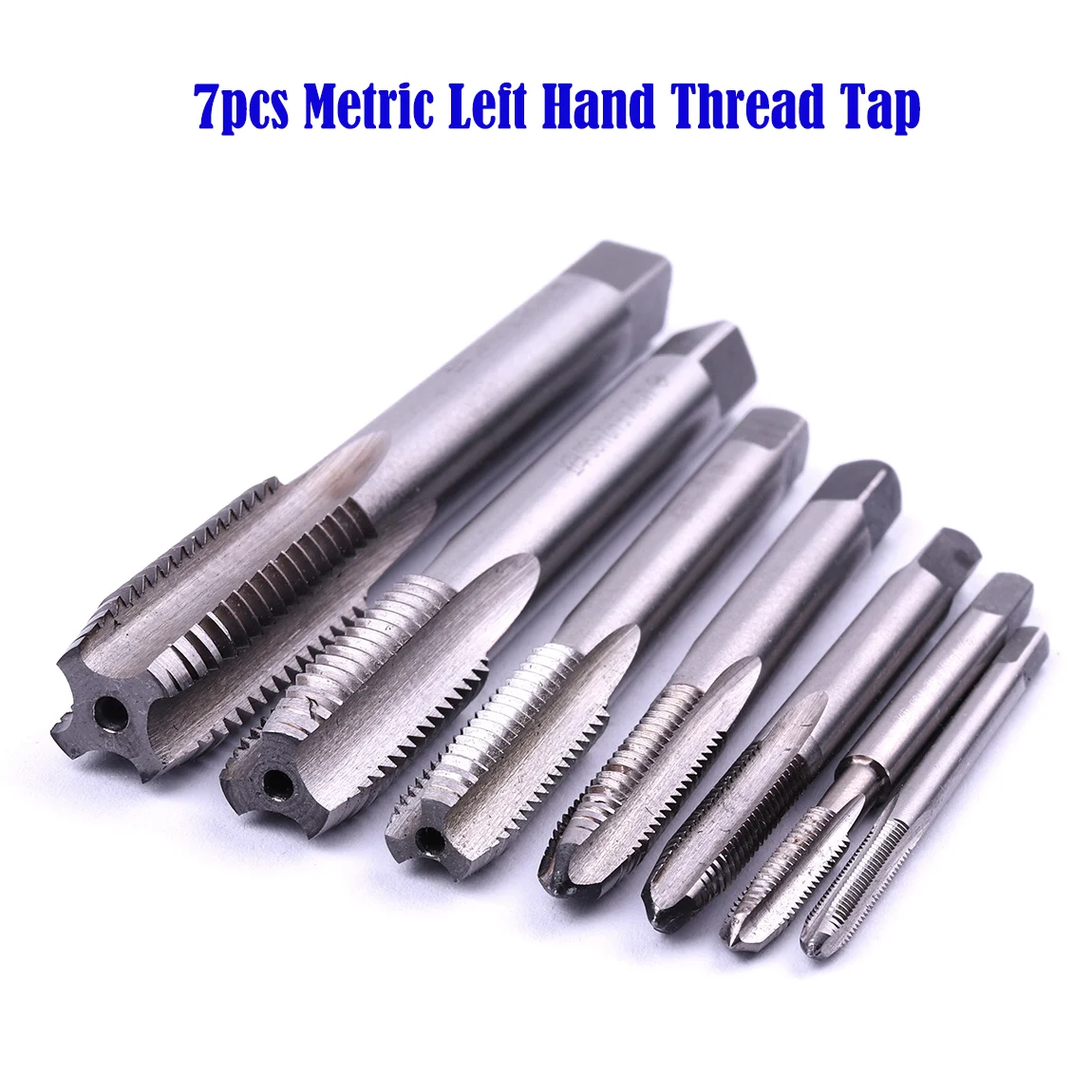 7PCS Metric Left Hand Thread Tap HSS Screw Tap M3 M4 M5 M6 M8 M10 M12 Machine Tap Drill Bit Hand Tool