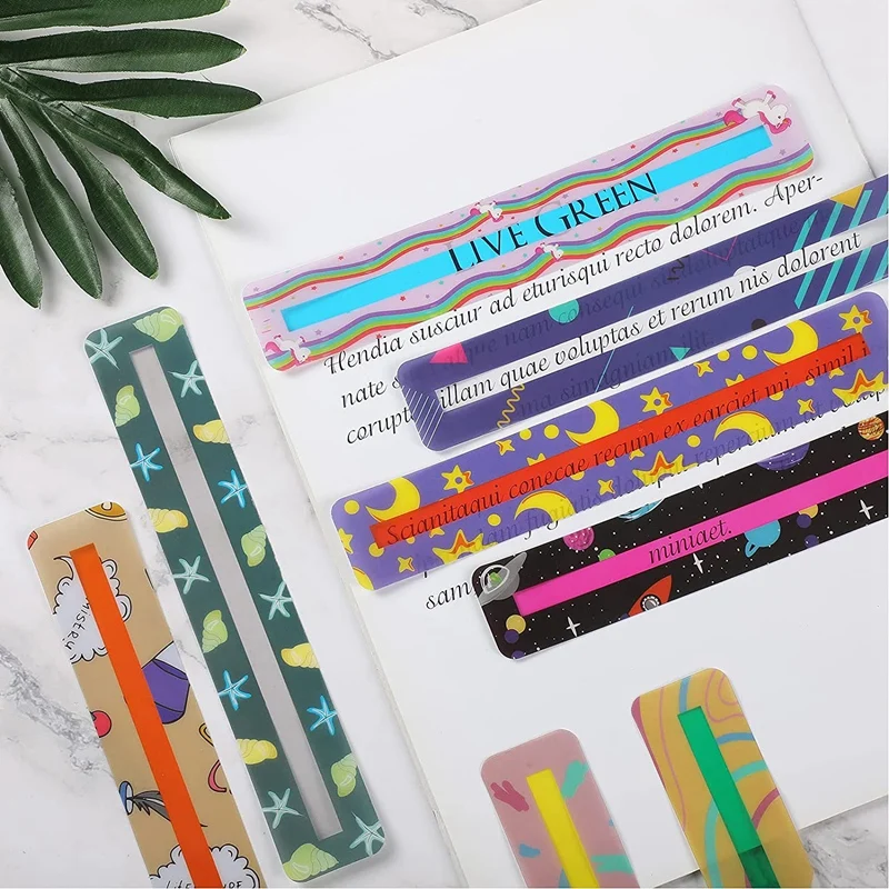 16 Pieces Guided Reading Strips Sentence Strips For Kids Overcoming Dyslexia Colored Highlighter Bookmarks (Cute Style)