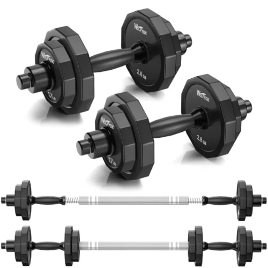 

KISS GOLD Adjustable Dumbbell Set 22Lbs-88Lbs with Solid Steel Barbell Free Weight Set for Home Gym Men Women Strength Training