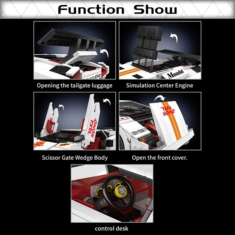 Mould King 10045 Technical Car Toys The MOC-82416 Countach Sport Racing Car Model Building Block Brick Kids Christmas Gifts