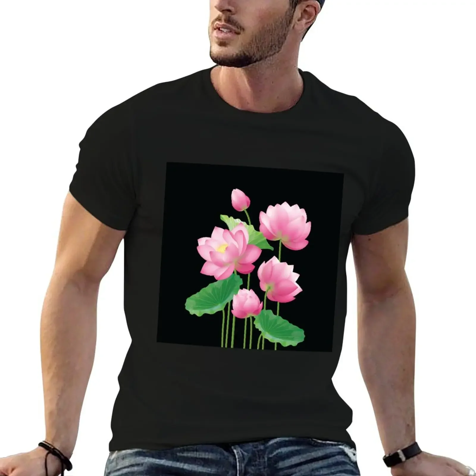 Lotus Flower T-Shirt Short sleeve tee plus sizes summer top men clothing