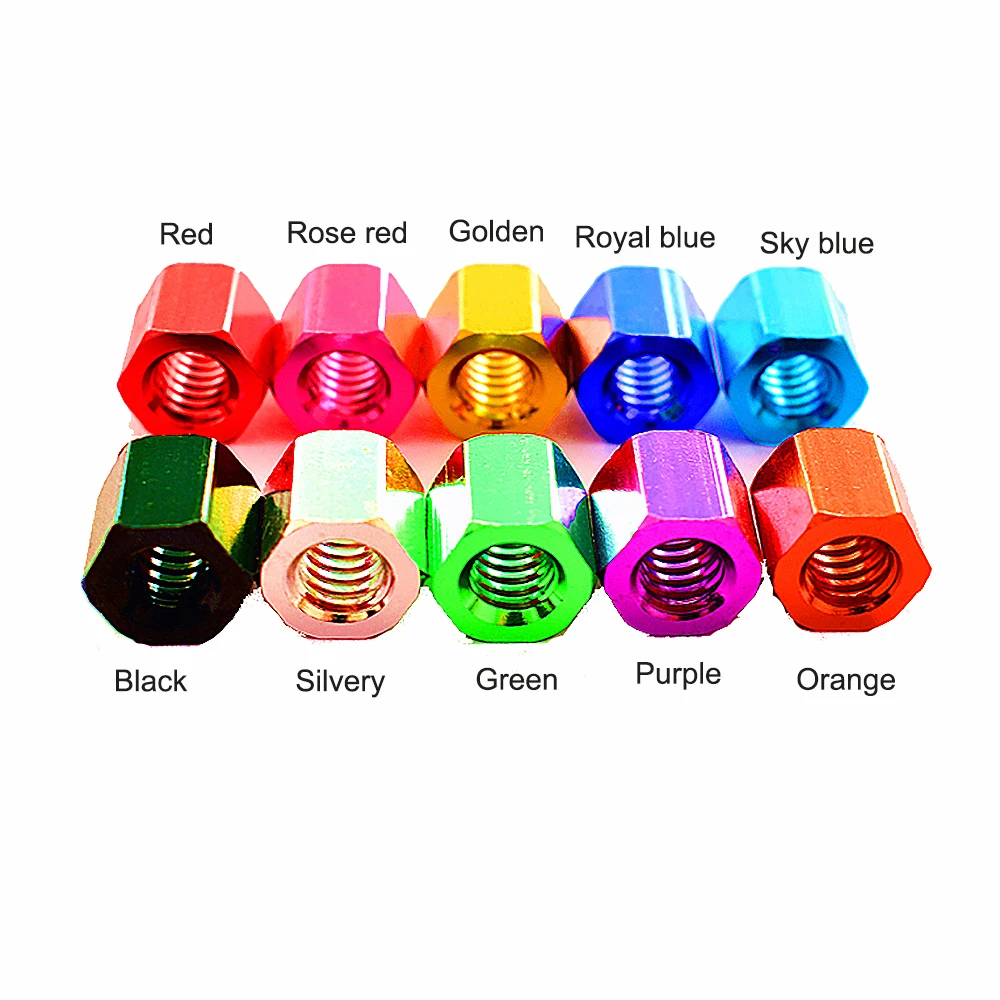 Colourful Hex Female To Female Standoff Spacer Column 6#-32 UNC Aluminum Hexagon Hand Knob Nuts PCB Motherboard DIY Model Parts