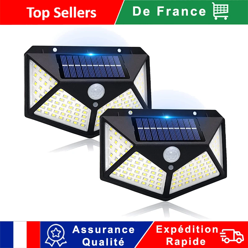 

Hot Sale 100LED Solar Street Lights Outdoor 3 Modes Waterproof Motion Sensor Security Lights for Garage Deck Garden 2/4/8/10pcs